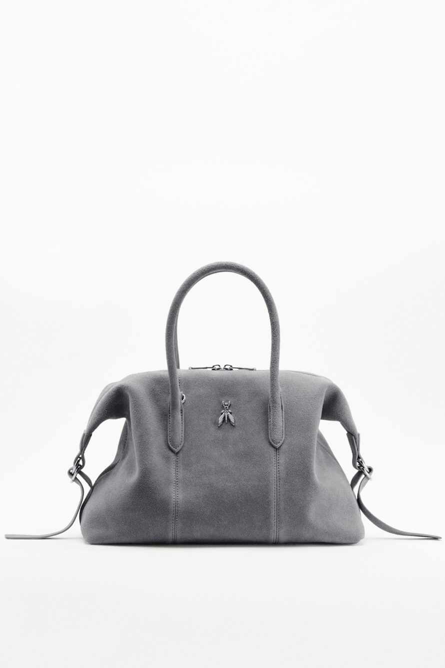 New Business suede bowling bag, Grey, Patrizia Pepe