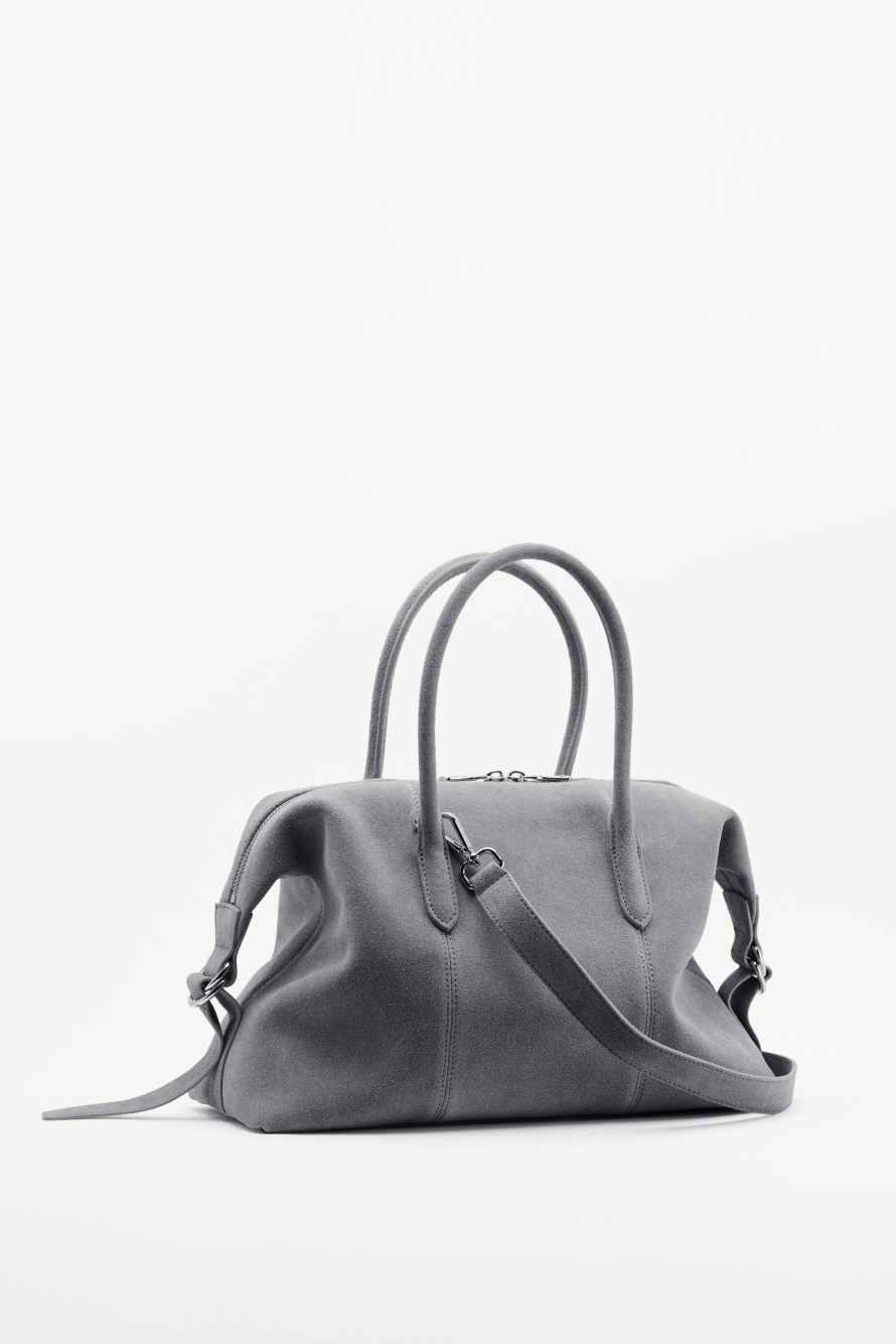 New Business suede bowling bag, Grey, Patrizia Pepe