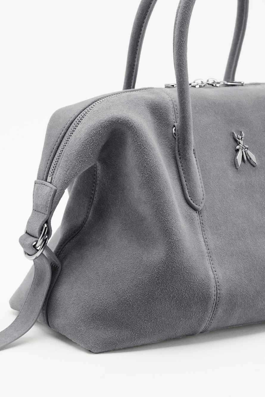 New Business suede bowling bag, Grey, Patrizia Pepe