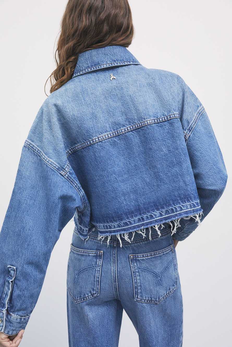 Cropped denim shirt, Blue, Patrizia Pepe