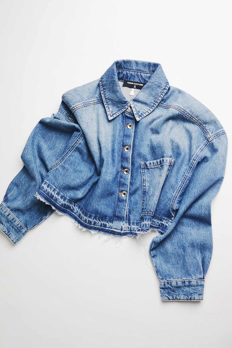 Cropped denim shirt, Blue, Patrizia Pepe