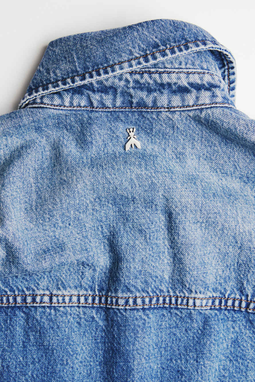 Cropped denim shirt, Blue, Patrizia Pepe