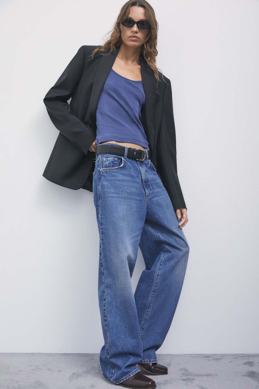 Ribbed cotton T-shirt, Blue, Patrizia Pepe