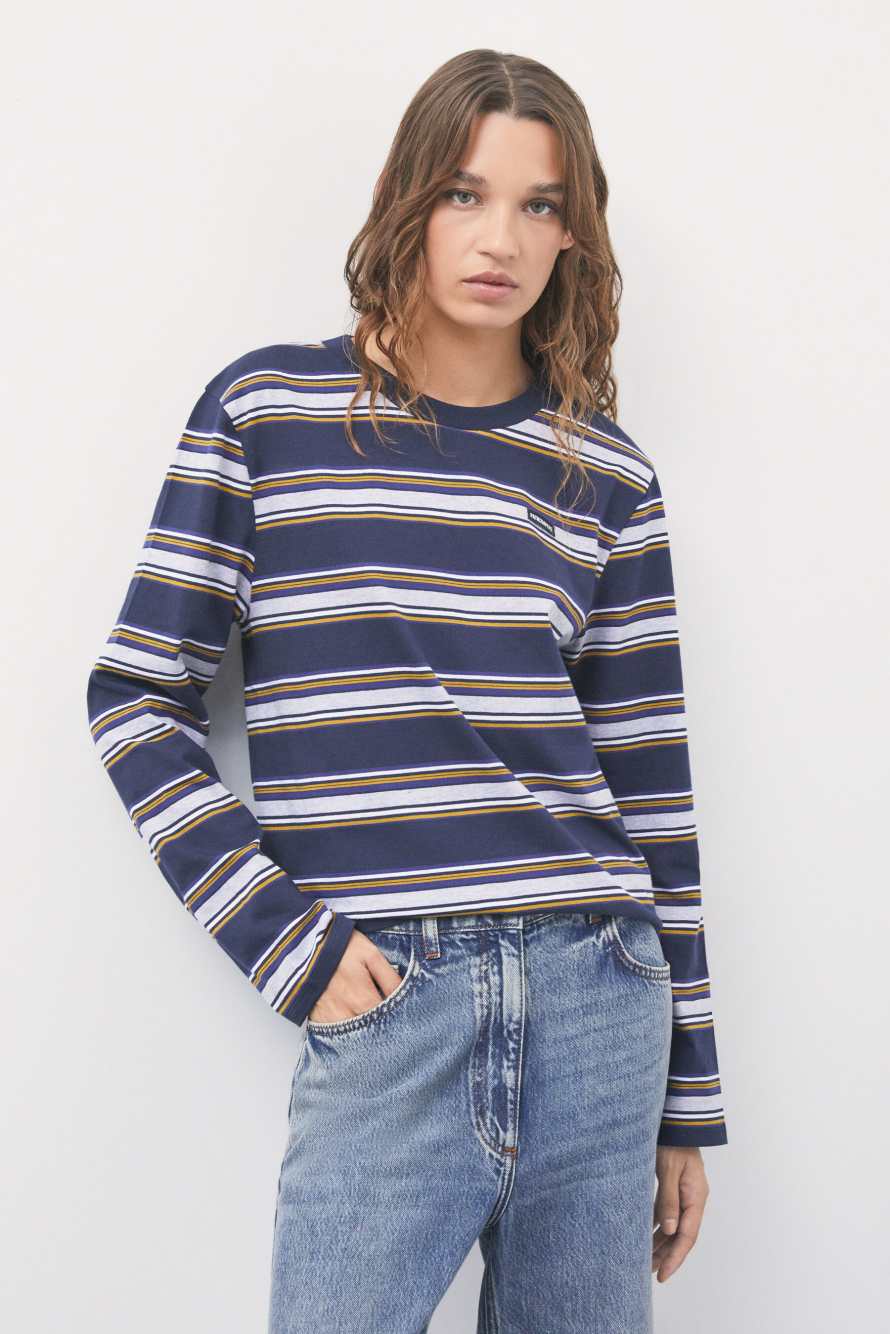 Striped cotton long-sleeve top, Stripes, Patrizia Pepe