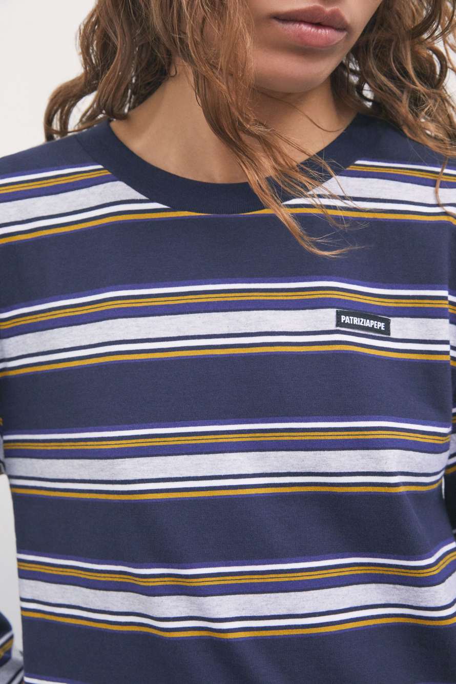 Striped cotton long-sleeve top, Stripes, Patrizia Pepe