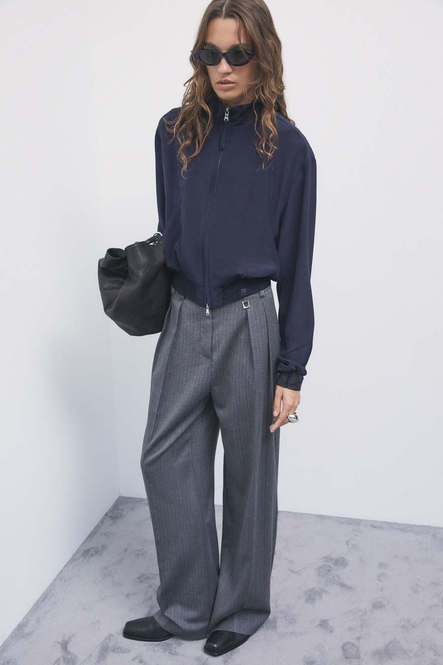Silk bomber jacket, Blue, Patrizia Pepe