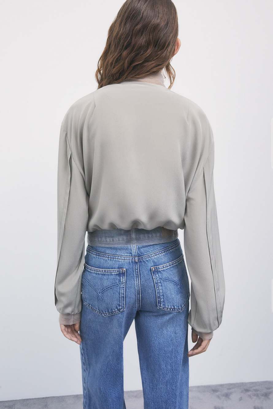 Silk bomber jacket, Grey, Patrizia Pepe