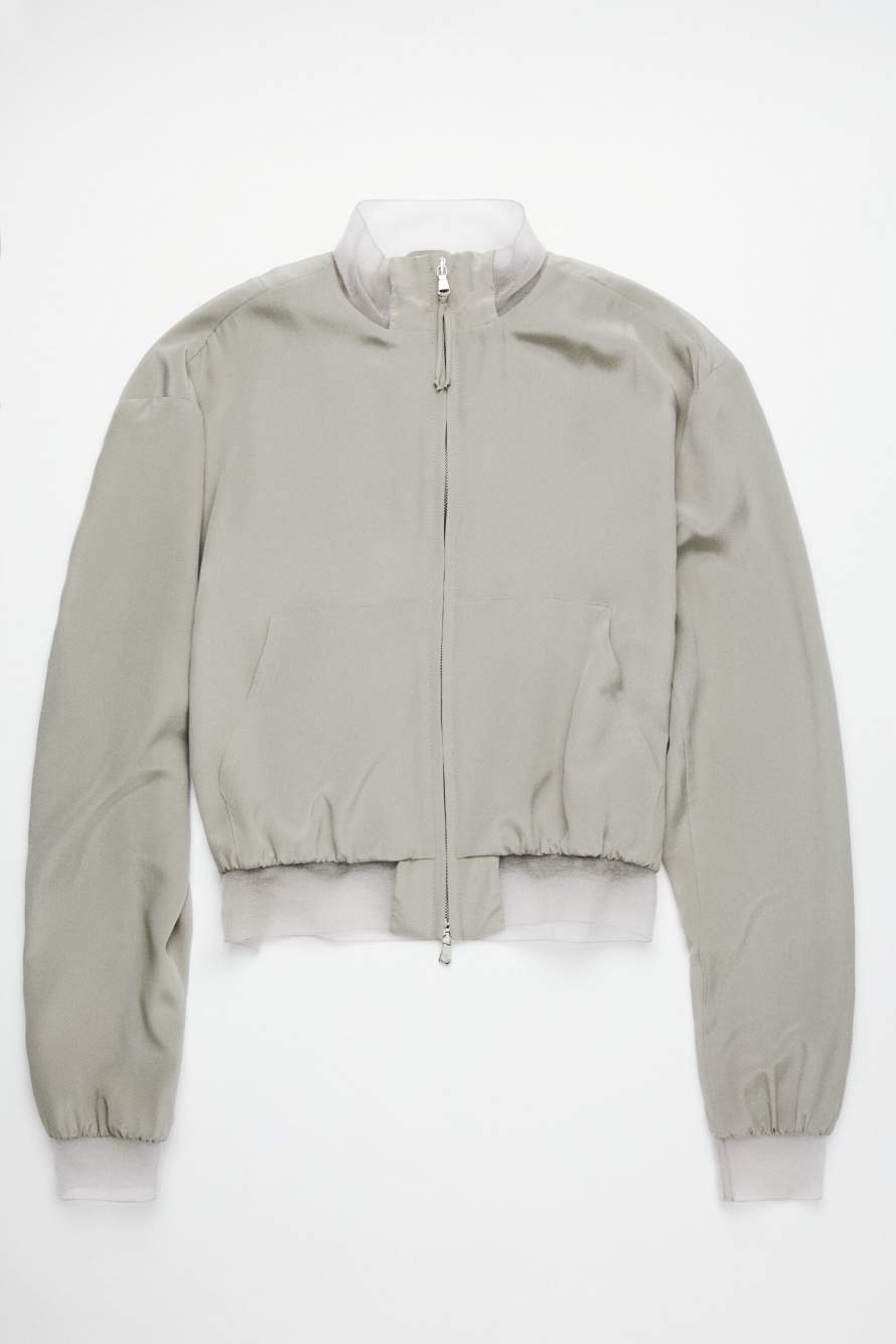 Silk bomber jacket, Grey, Patrizia Pepe