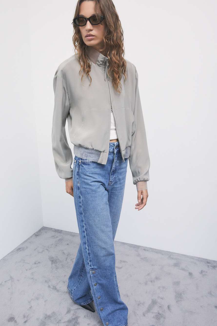 Silk bomber jacket, Grey, Patrizia Pepe