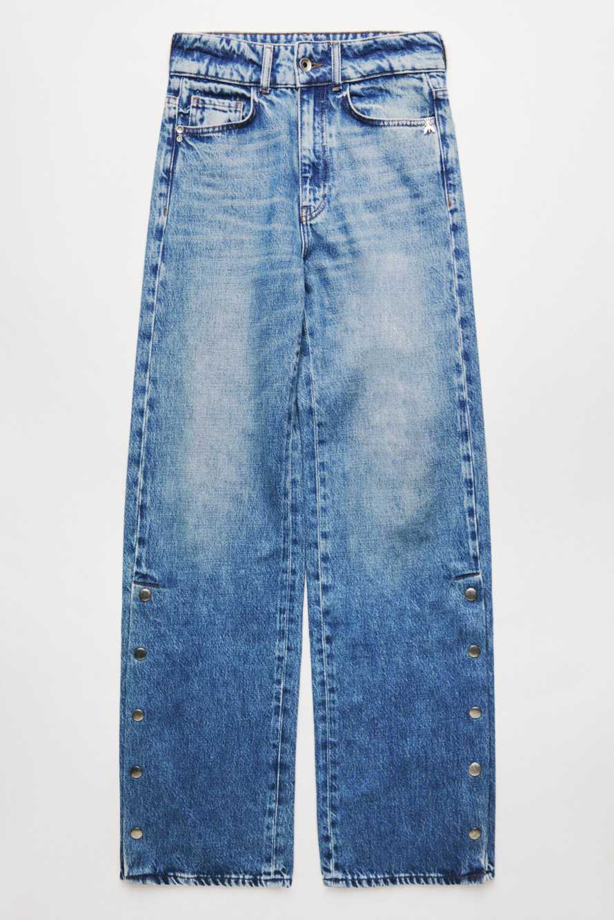 Wide-leg jeans with side slits, Blue, Patrizia Pepe