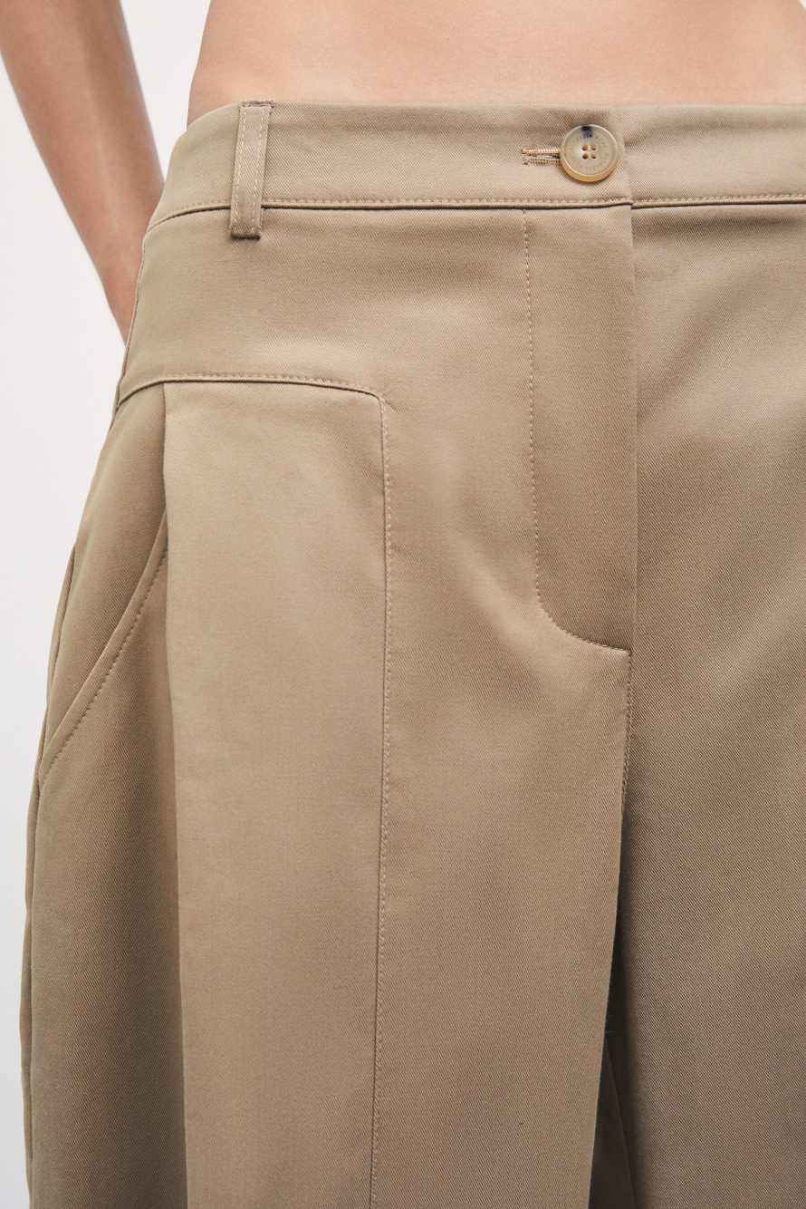 Pleated wide-leg gabardine trousers, Beige, Patrizia Pepe