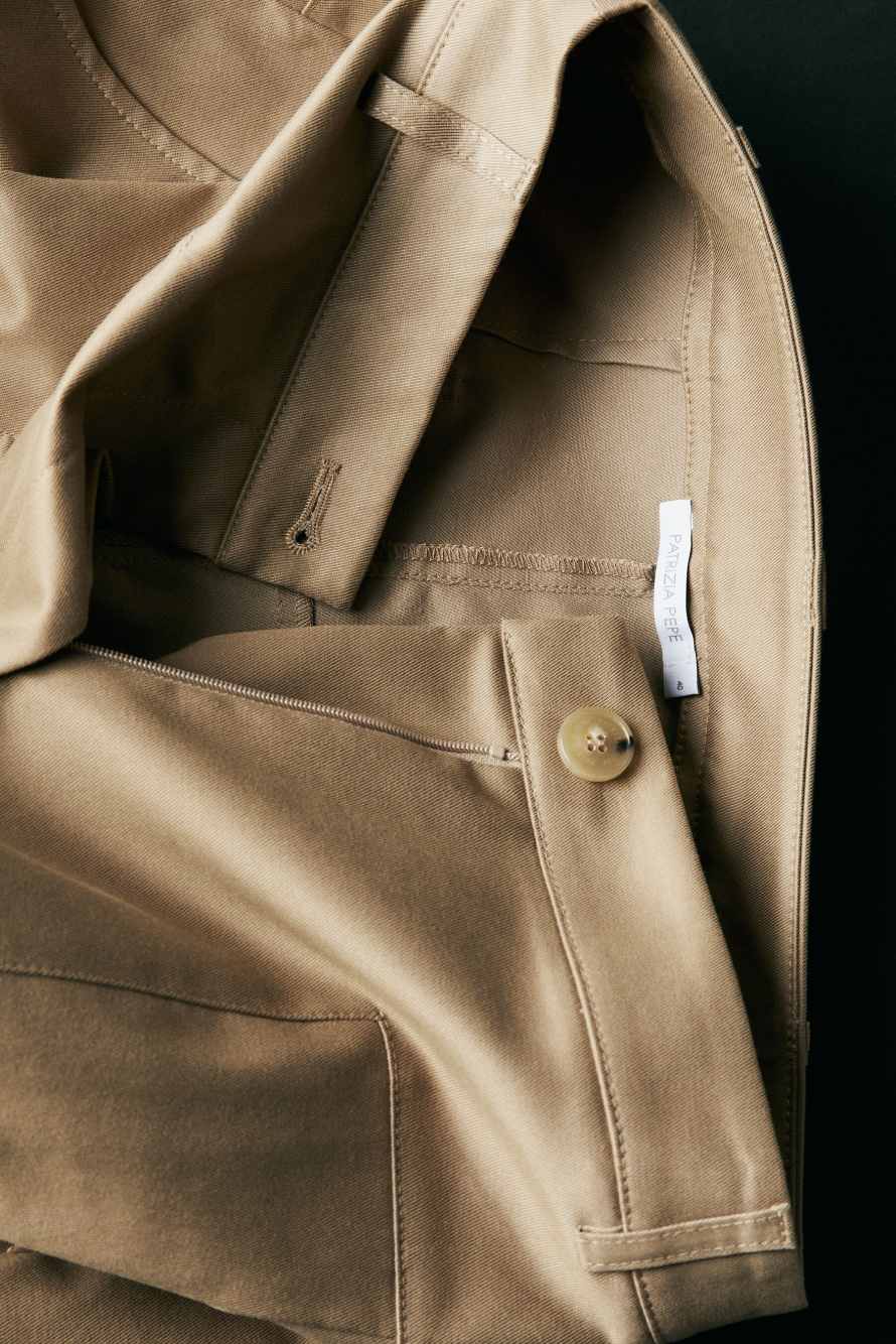 Pleated wide-leg gabardine trousers, Beige, Patrizia Pepe