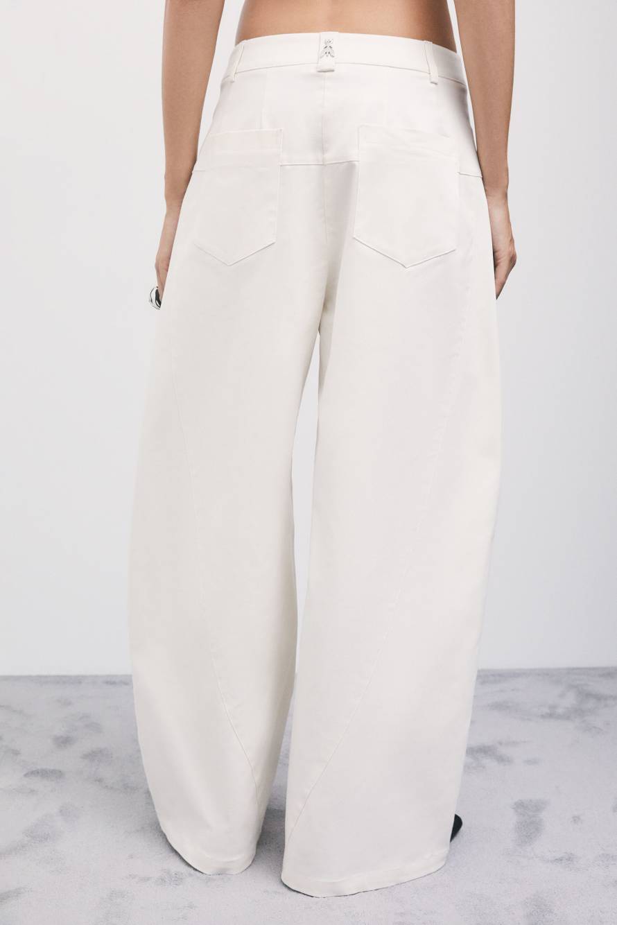 Pleated wide-leg gabardine trousers, White, Patrizia Pepe