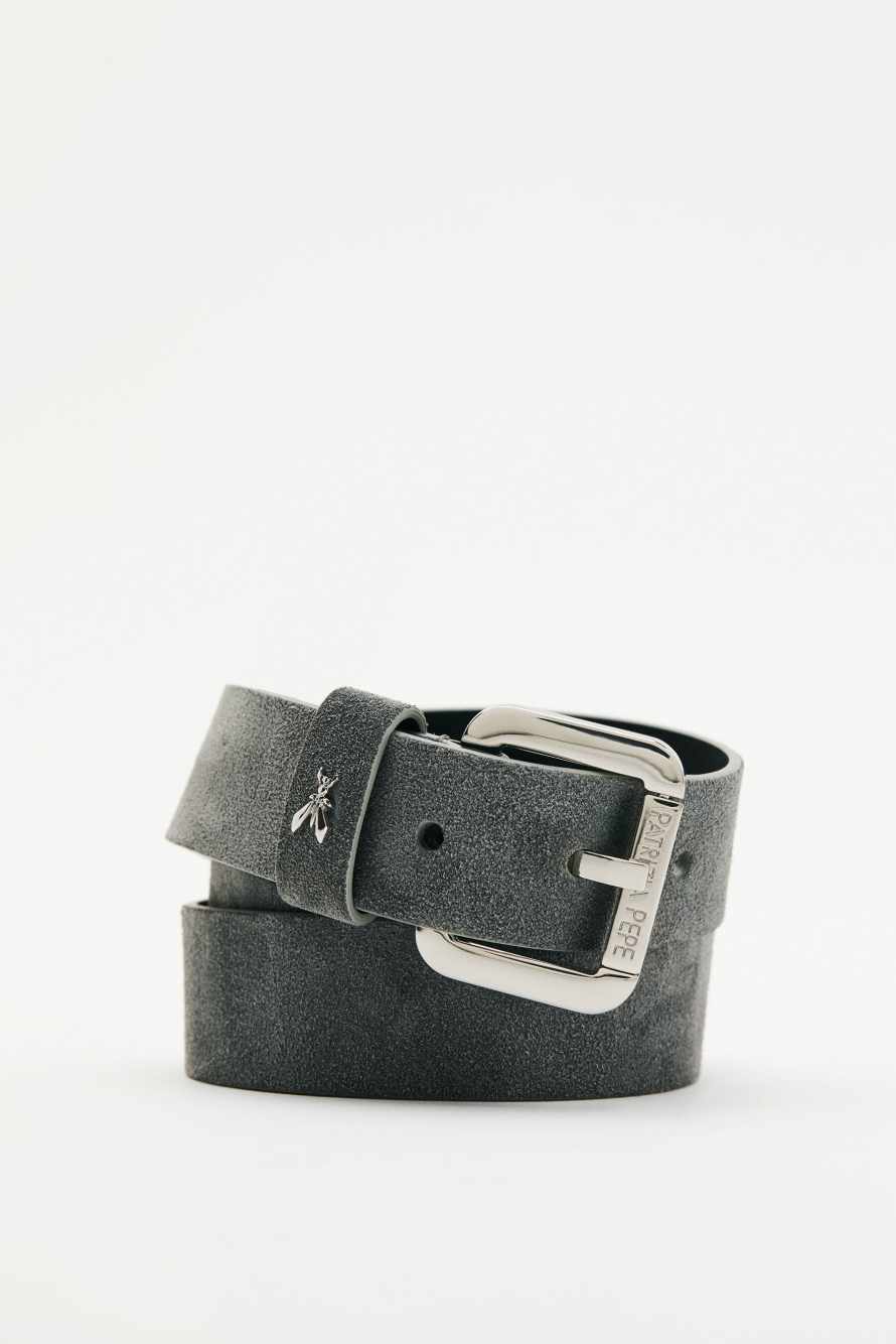 Suede belt, Grey, Patrizia Pepe