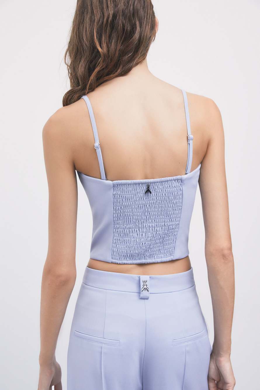 Cr&ecirc;pe bustier top, Light Blue, Patrizia Pepe
