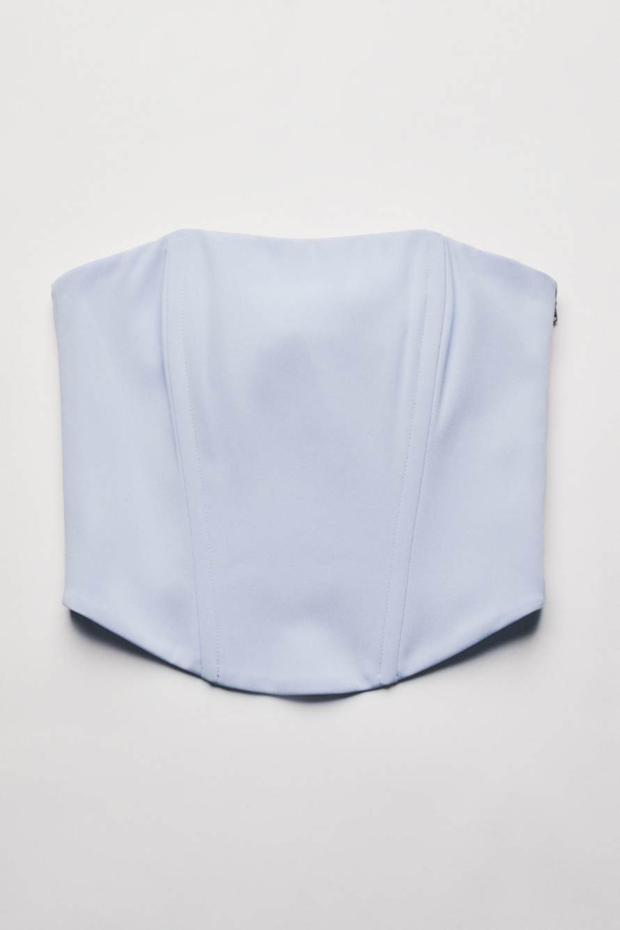 Cr&ecirc;pe bustier top, Light Blue, Patrizia Pepe