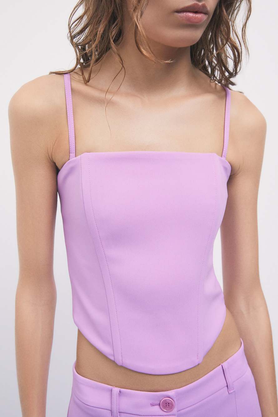 Cr&ecirc;pe bustier top, Pink, Patrizia Pepe