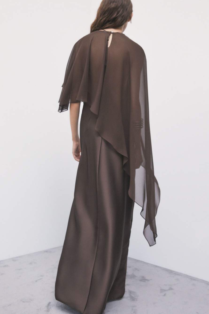 Asymmetric draped shoulder cover, Brown, Patrizia Pepe