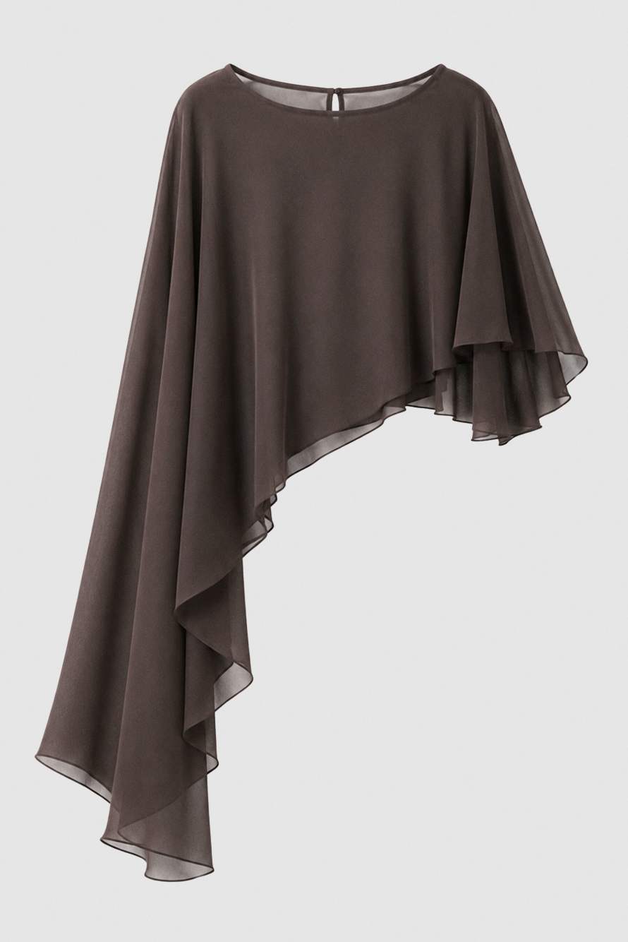Asymmetric draped shoulder cover, Brown, Patrizia Pepe