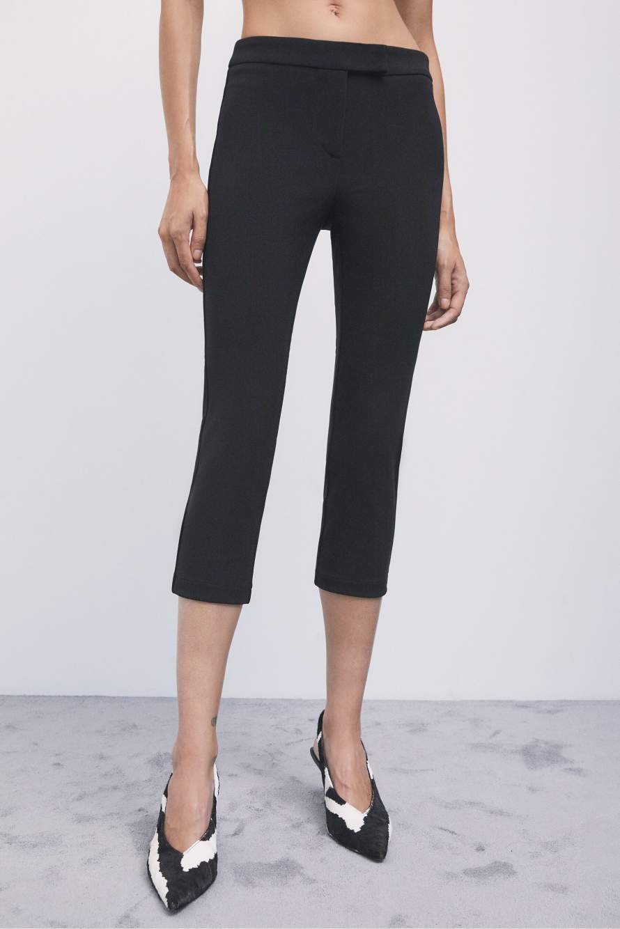 Capri trousers in stretch viscose blend, Black, Patrizia Pepe