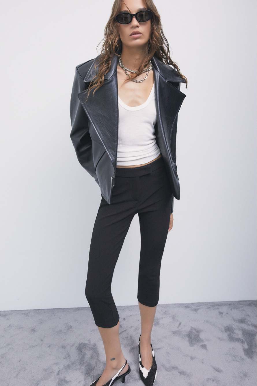 Capri trousers in stretch viscose blend, Black, Patrizia Pepe