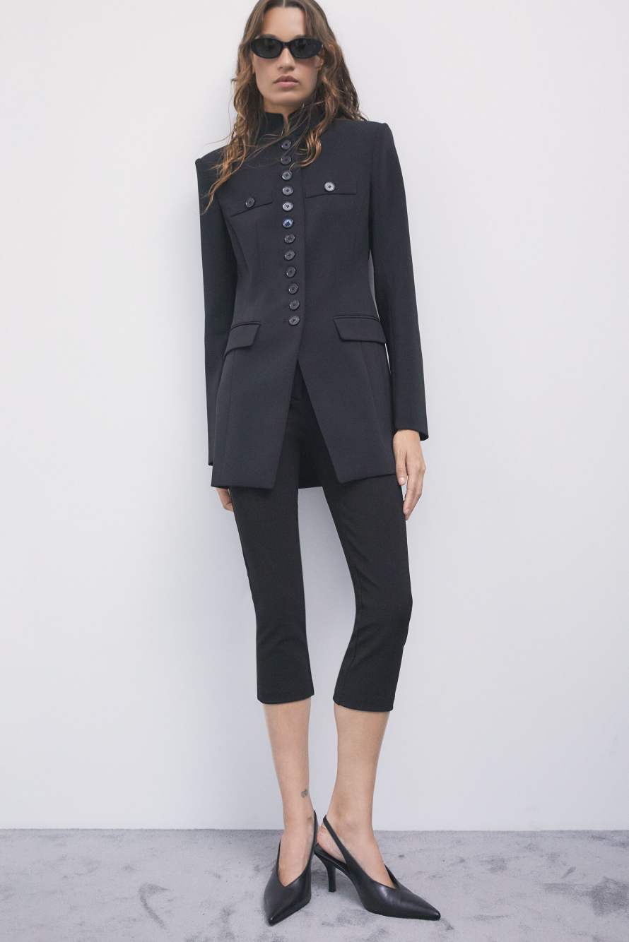 Capri trousers in stretch viscose blend, Black, Patrizia Pepe
