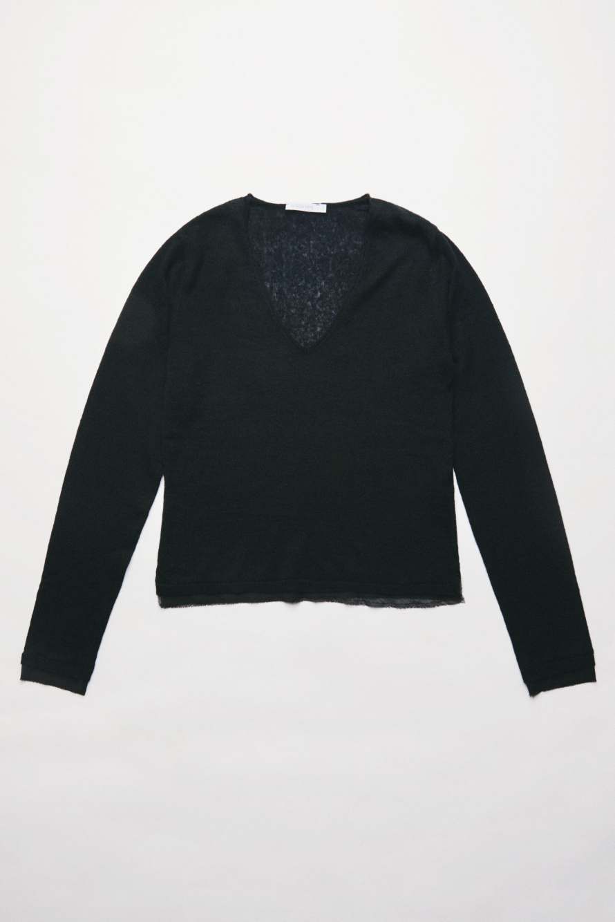 Wool-blend sweater with sheer details, Black, Patrizia Pepe