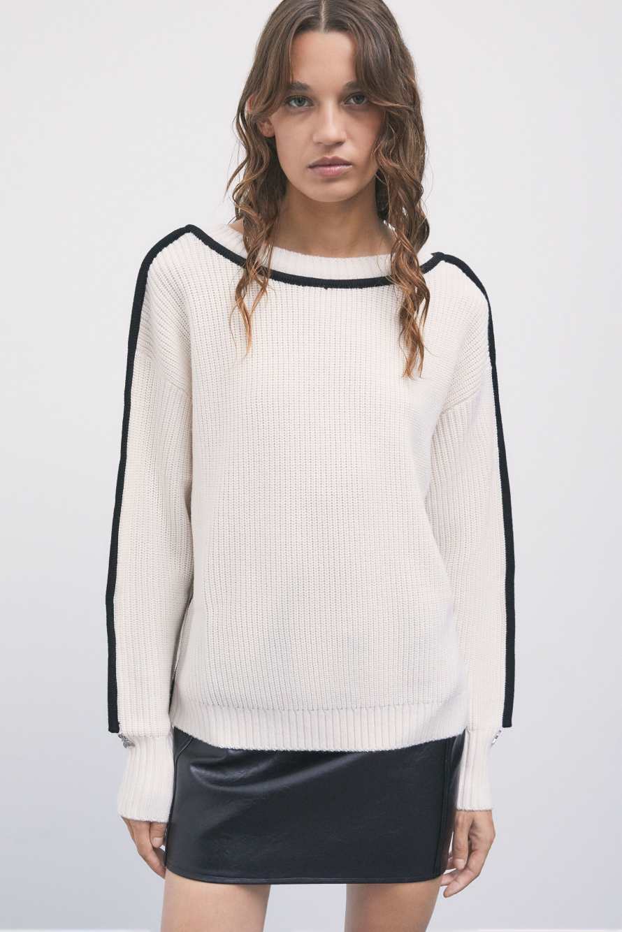 Fluid wool-blend jumper, Beige, Patrizia Pepe