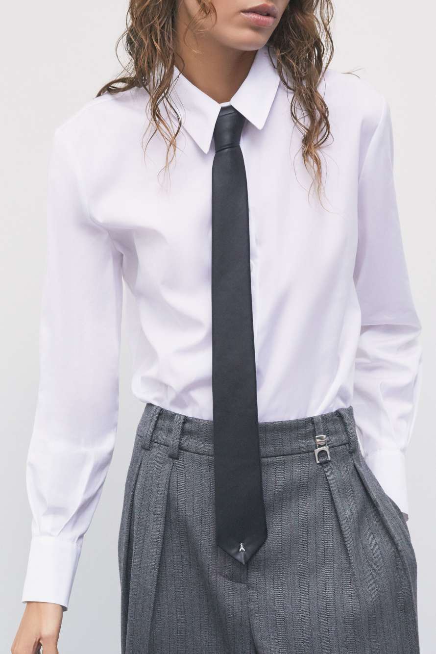 Coated-fabric tie, Black, Patrizia Pepe
