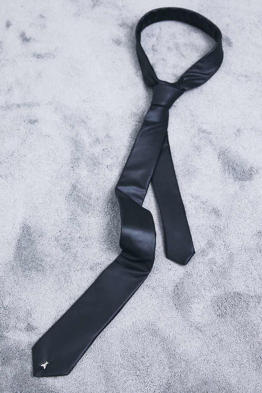 Coated-fabric tie, Black, Patrizia Pepe