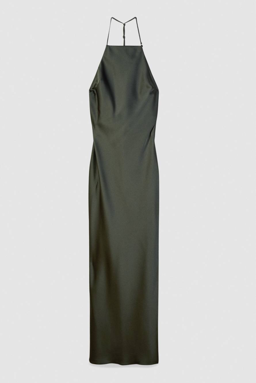 Fluid satin occasion dress, Green, Patrizia Pepe