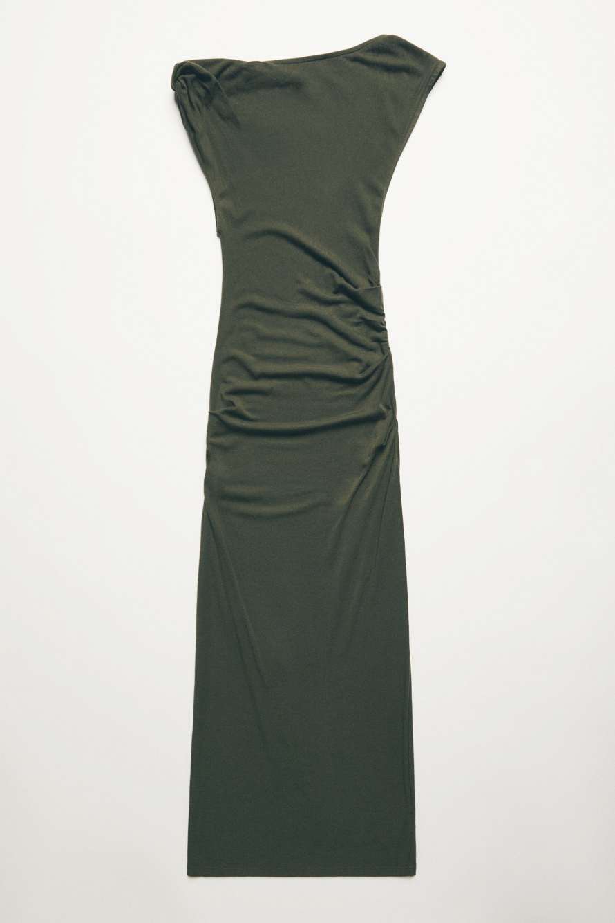 Asymmetric maxi dress in jersey, Green, Patrizia Pepe