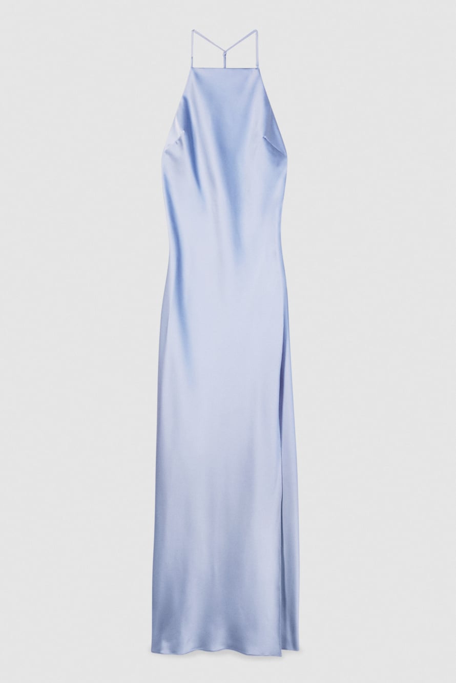 Fluid satin occasion dress, Light Blue, Patrizia Pepe