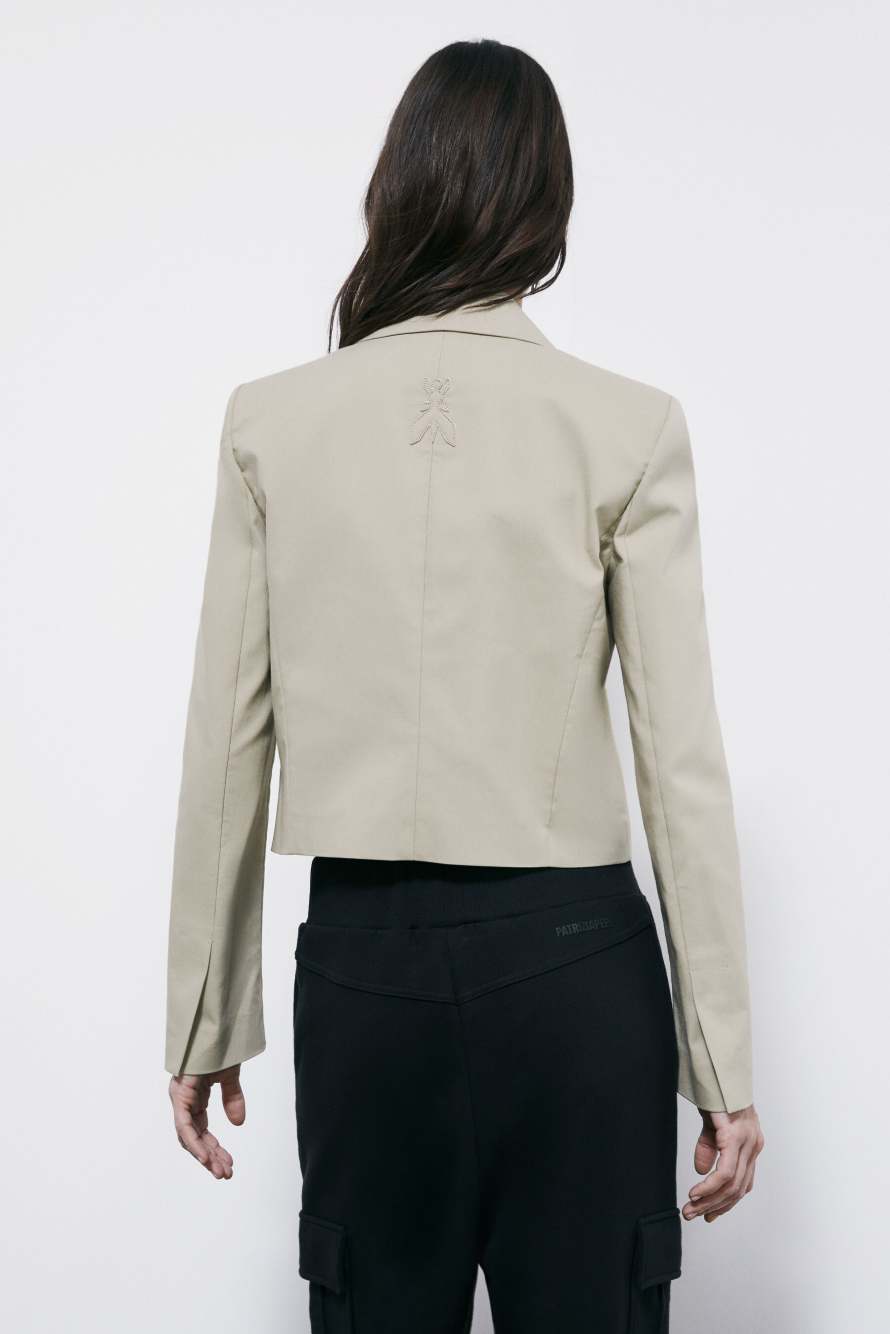 Light cotton cropped blazer, Beige, Patrizia Pepe