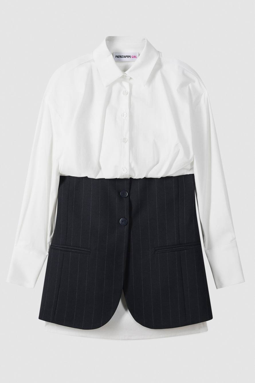 Pinstripe mini shirt dress, Blue/Fuchsia, Patrizia Pepe