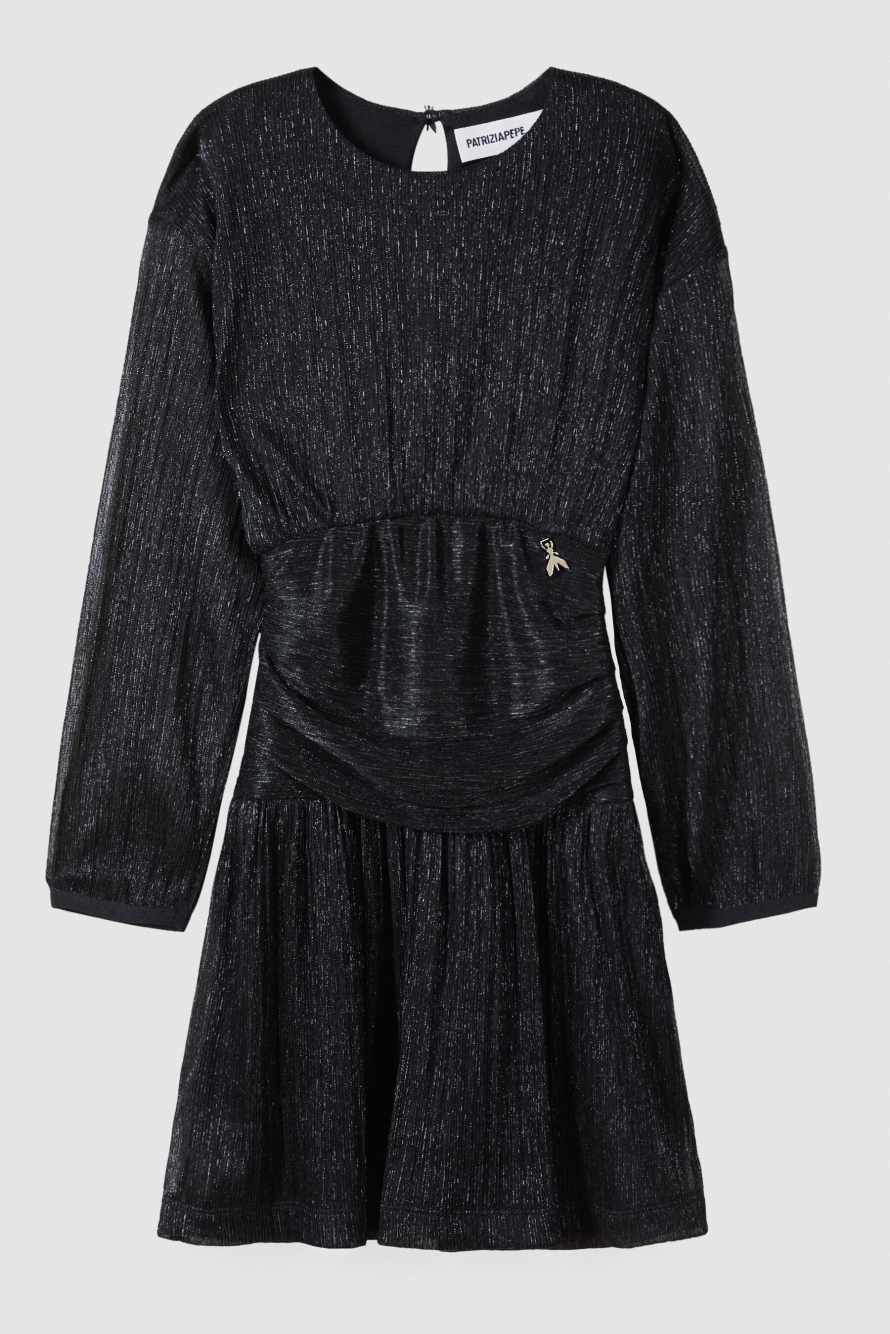 Draped lurex mini dress, Black, Patrizia Pepe