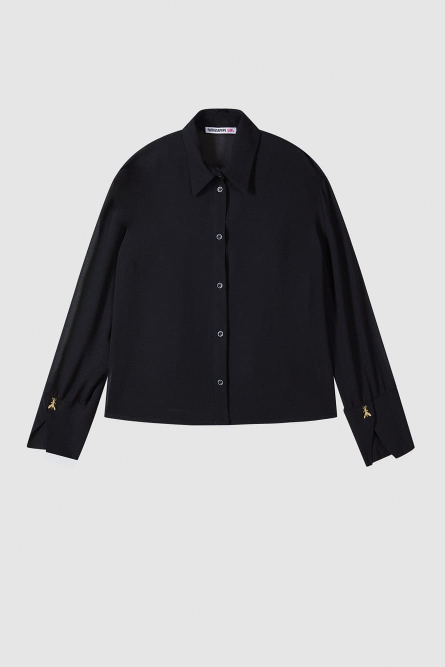 Fluid georgette shirt, Black, Patrizia Pepe
