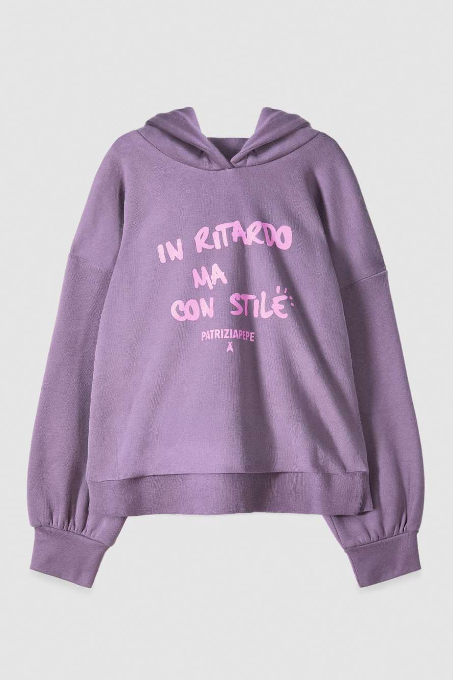 Sudadera con capucha de algod&oacute;n, Violeta