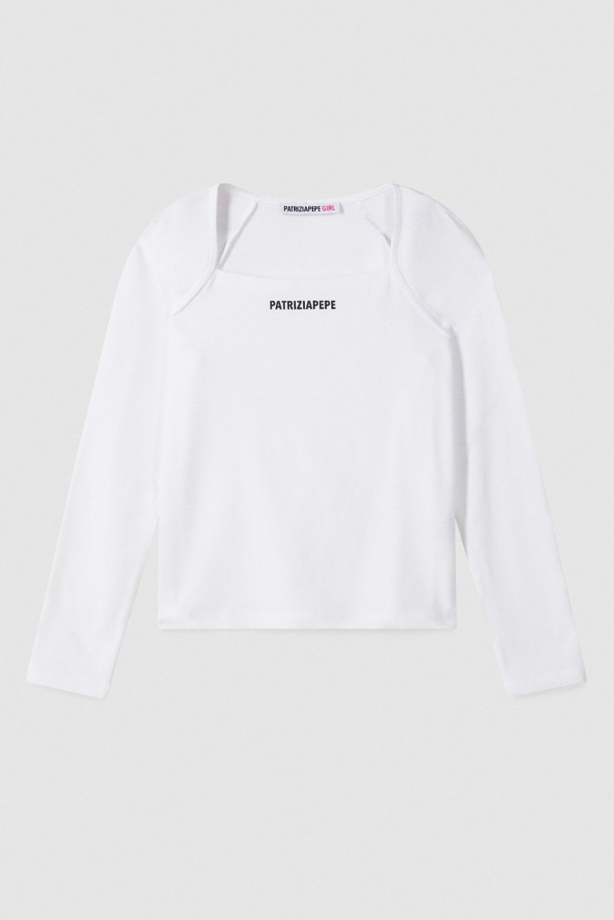 Slim square-neck top, White, Patrizia Pepe
