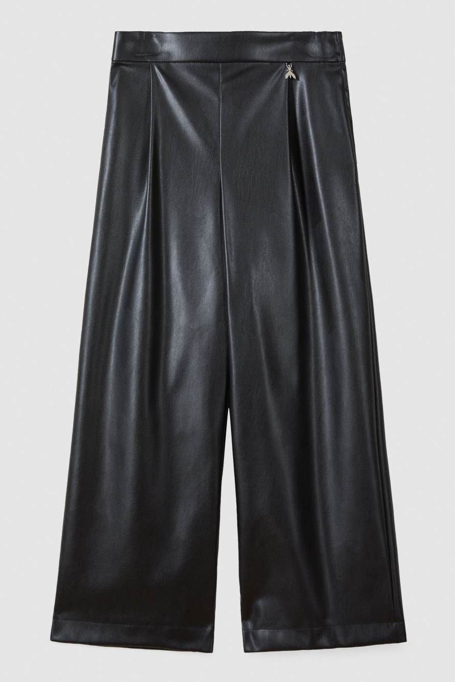 Coated palazzo trousers, Black, Patrizia Pepe