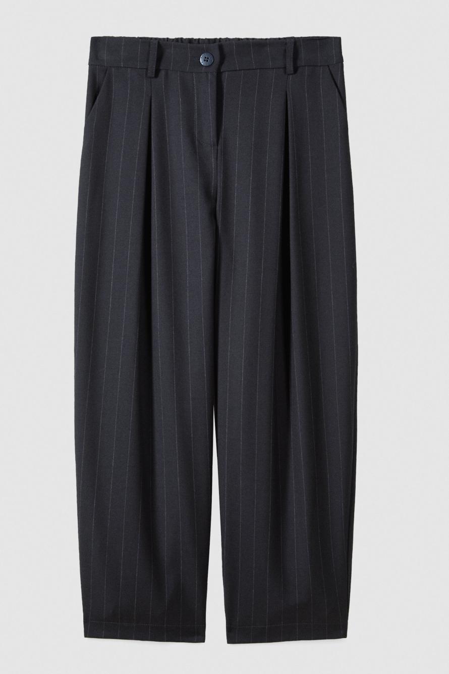 Fluid pinstripe trousers with pleats, Blue/Fuchsia, Patrizia Pepe