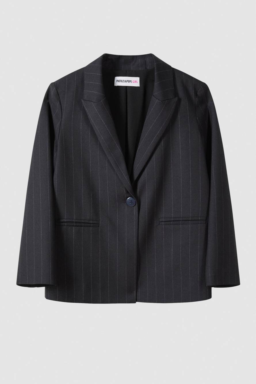 Pinstripe blazer, Blue/Fuchsia, Patrizia Pepe