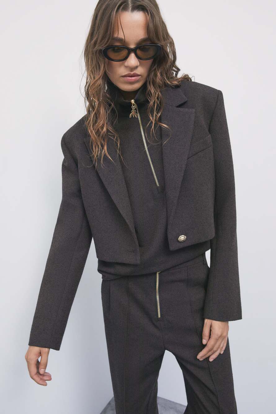 Gilet strutturato boucl&eacute;, Marrone, Patrizia Pepe