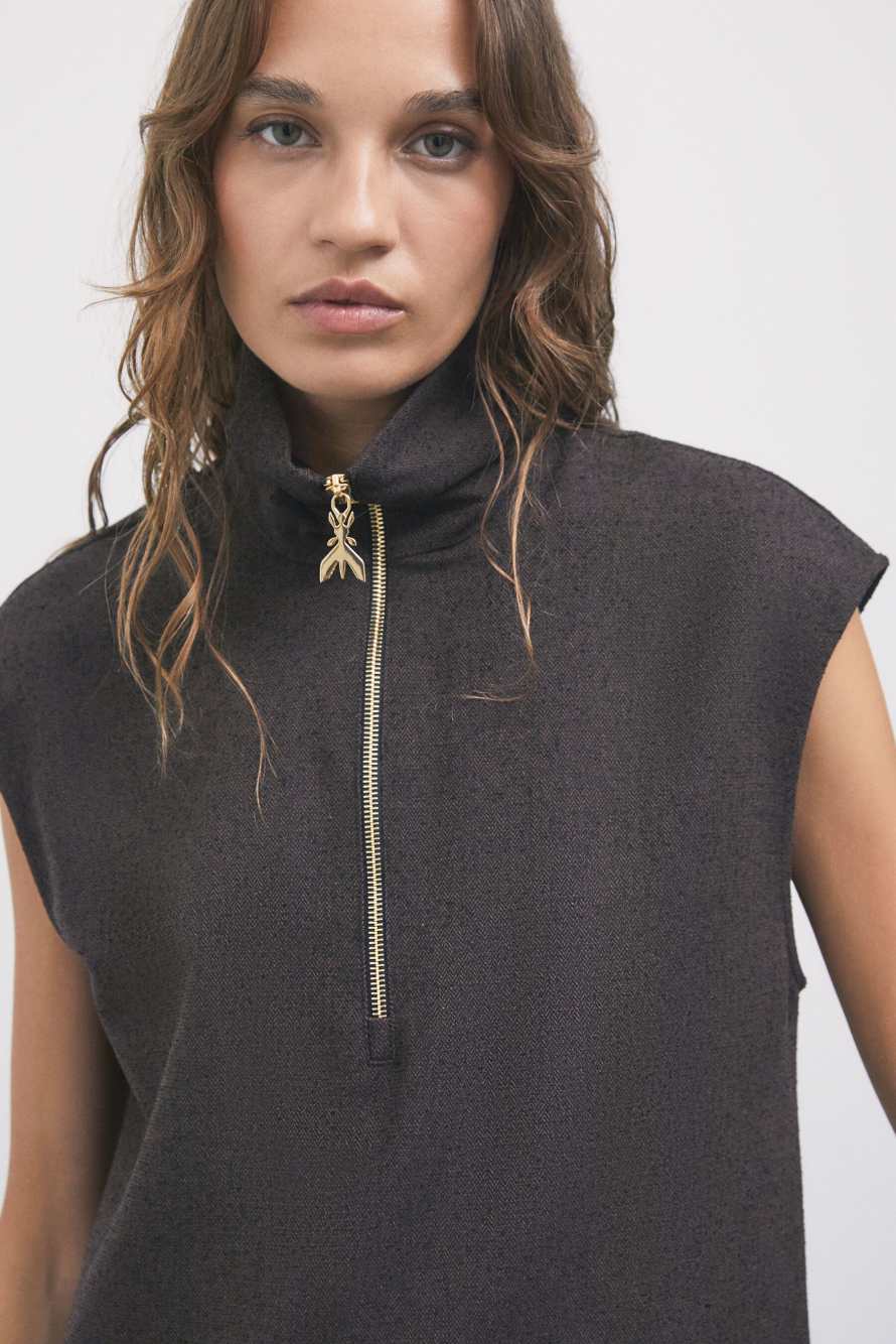 Gilet strutturato boucl&eacute;, Marrone, Patrizia Pepe
