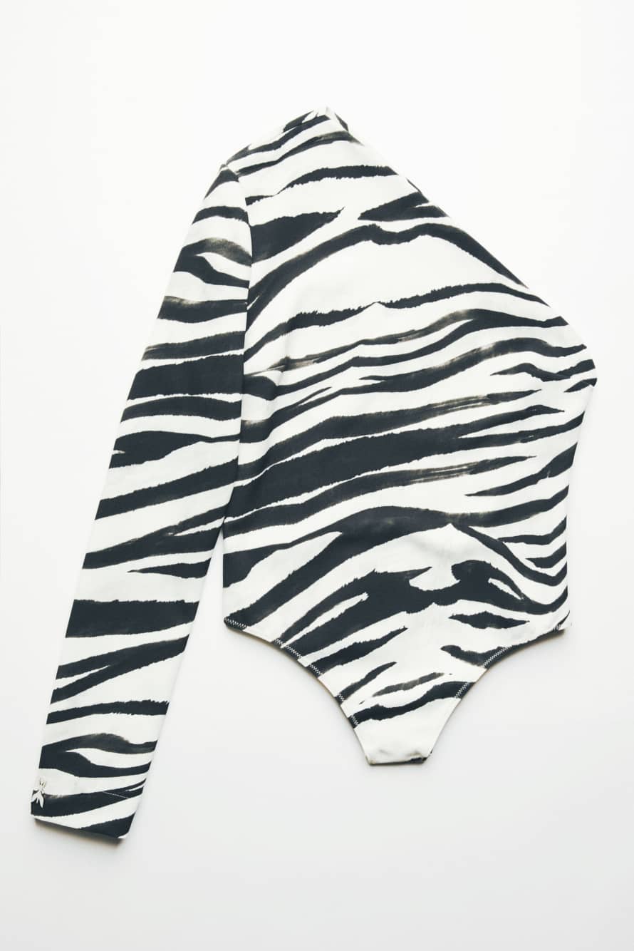 Body monospalla con stampa zebra, Fantasia astratta, Patrizia Pepe