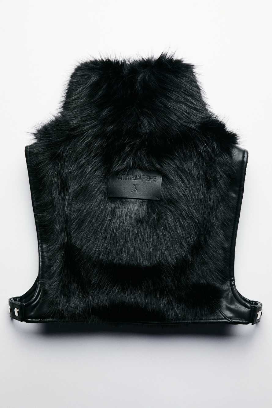 Soft vest with hood, Black, Patrizia Pepe