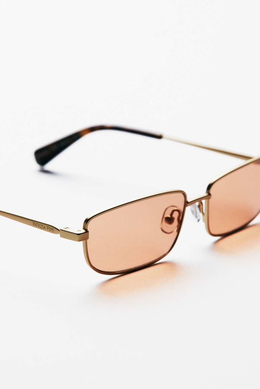 Rectangular silver metal sunglasses, Gold, Patrizia Pepe