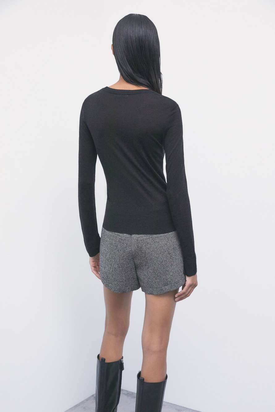 Long-sleeved viscose-blend top, Black, Patrizia Pepe
