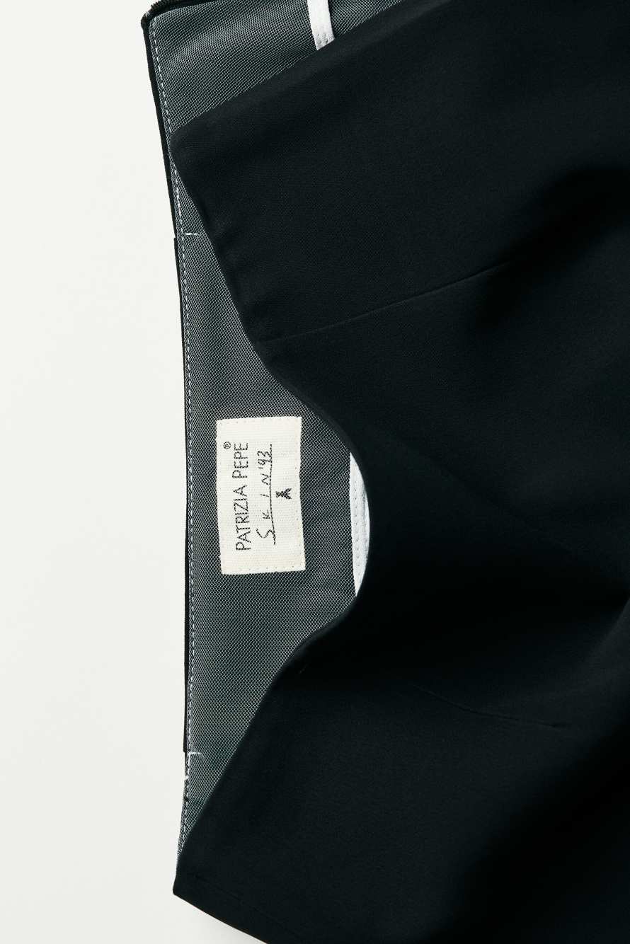 &ldquo;My SKIN Tailoring&rdquo; midi skirt in cr&ecirc;pe with slits, Black, Patrizia Pepe