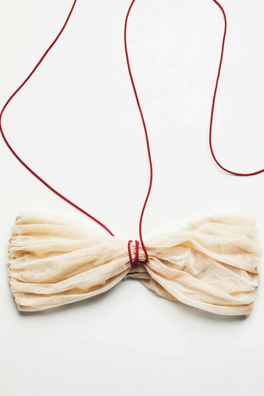 &bdquo;My SKIN Tailoring&ldquo; Bandeau-Top aus drapiertem T&uuml;ll, Beige, Patrizia Pepe